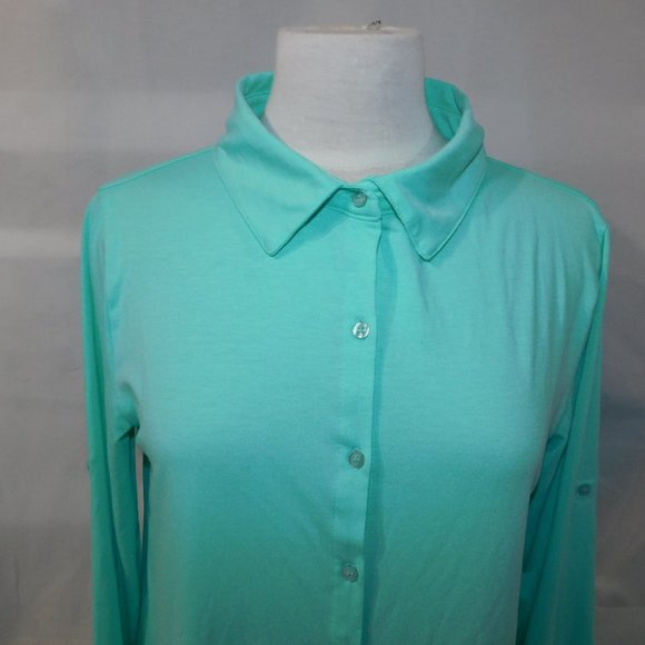 LulaRoe Womens S Seafoam Green long sleeve polo button front Blouse - Picture 4 of 11